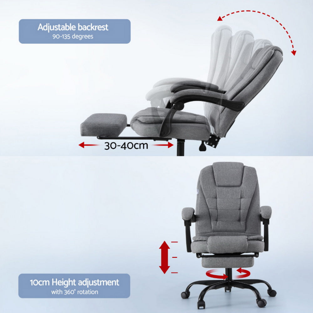 Executive Office Chair Fabric Seat Racing Style Grey
