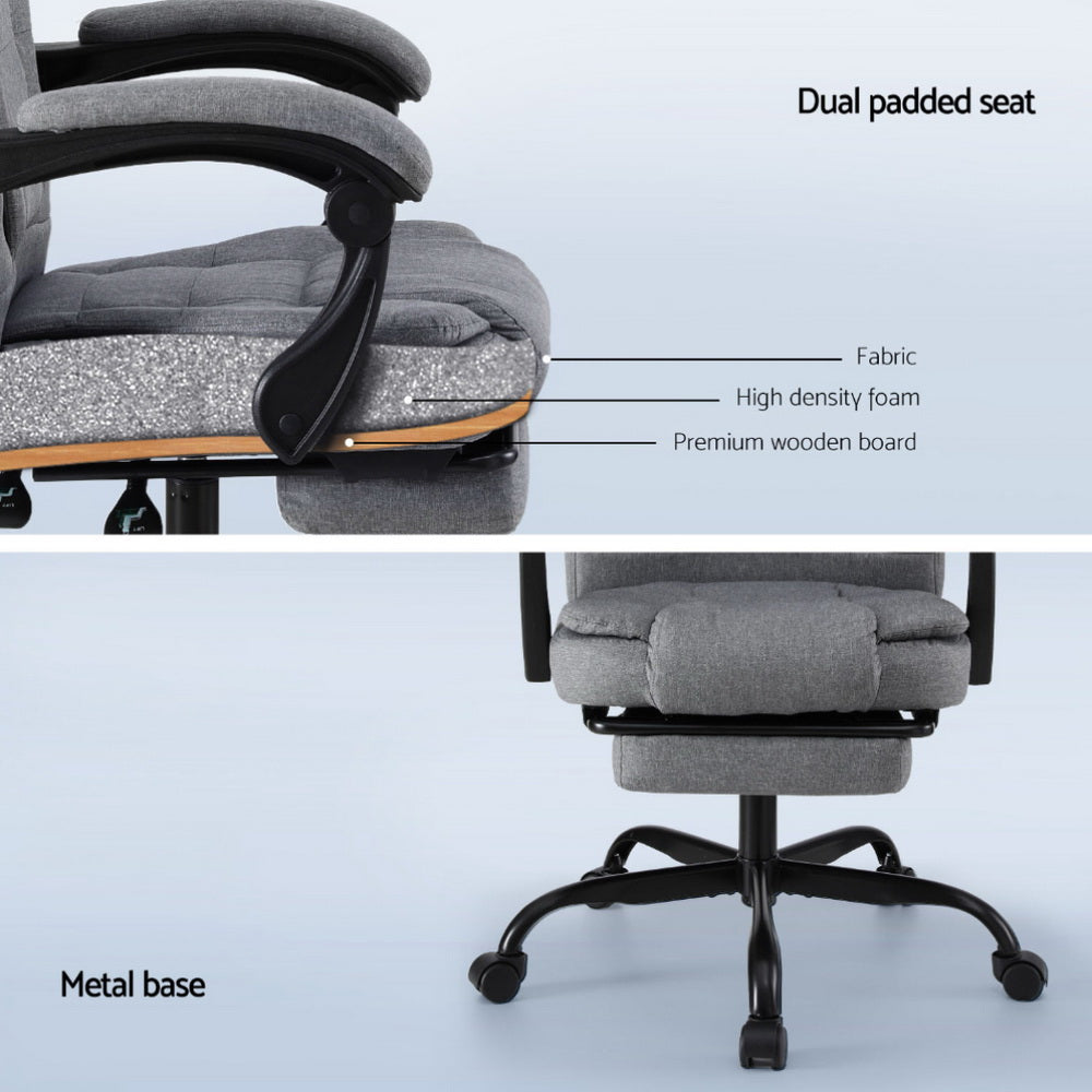 Executive Office Chair Fabric Seat Racing Style Grey