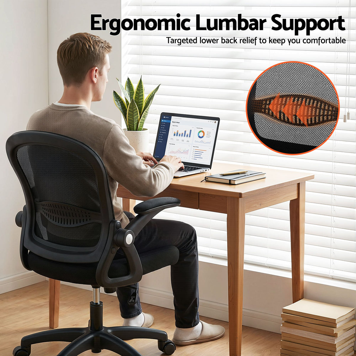 Artiss Mesh Office Chair Black Mid Back Computer Desk Chair