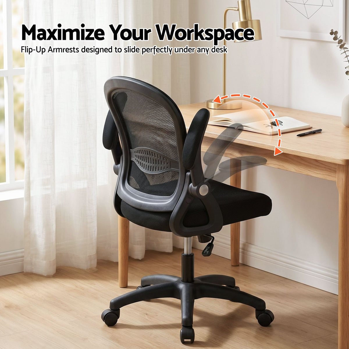 Artiss Mesh Office Chair Black Mid Back Computer Desk Chair