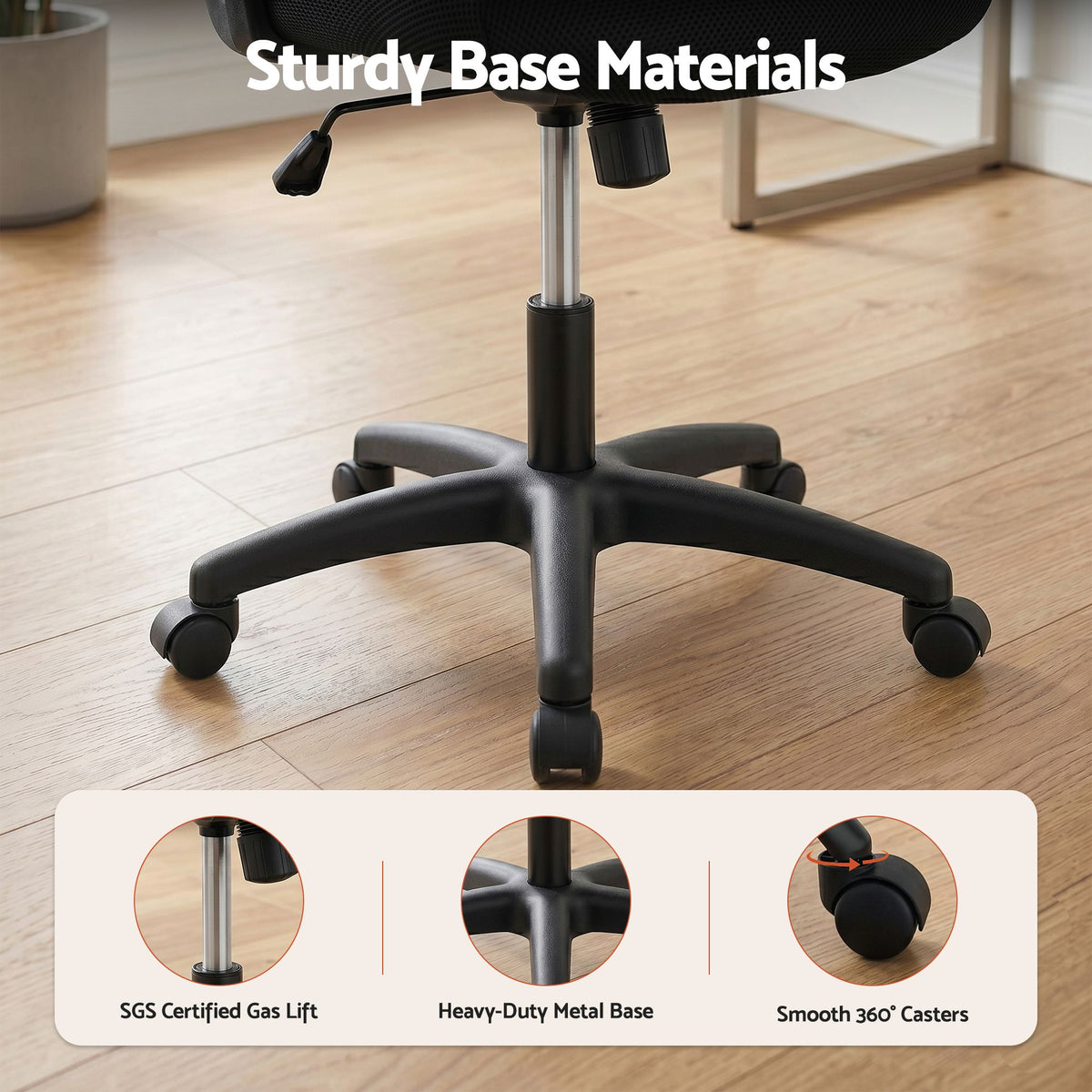 Artiss Mesh Office Chair Black Mid Back Computer Desk Chair