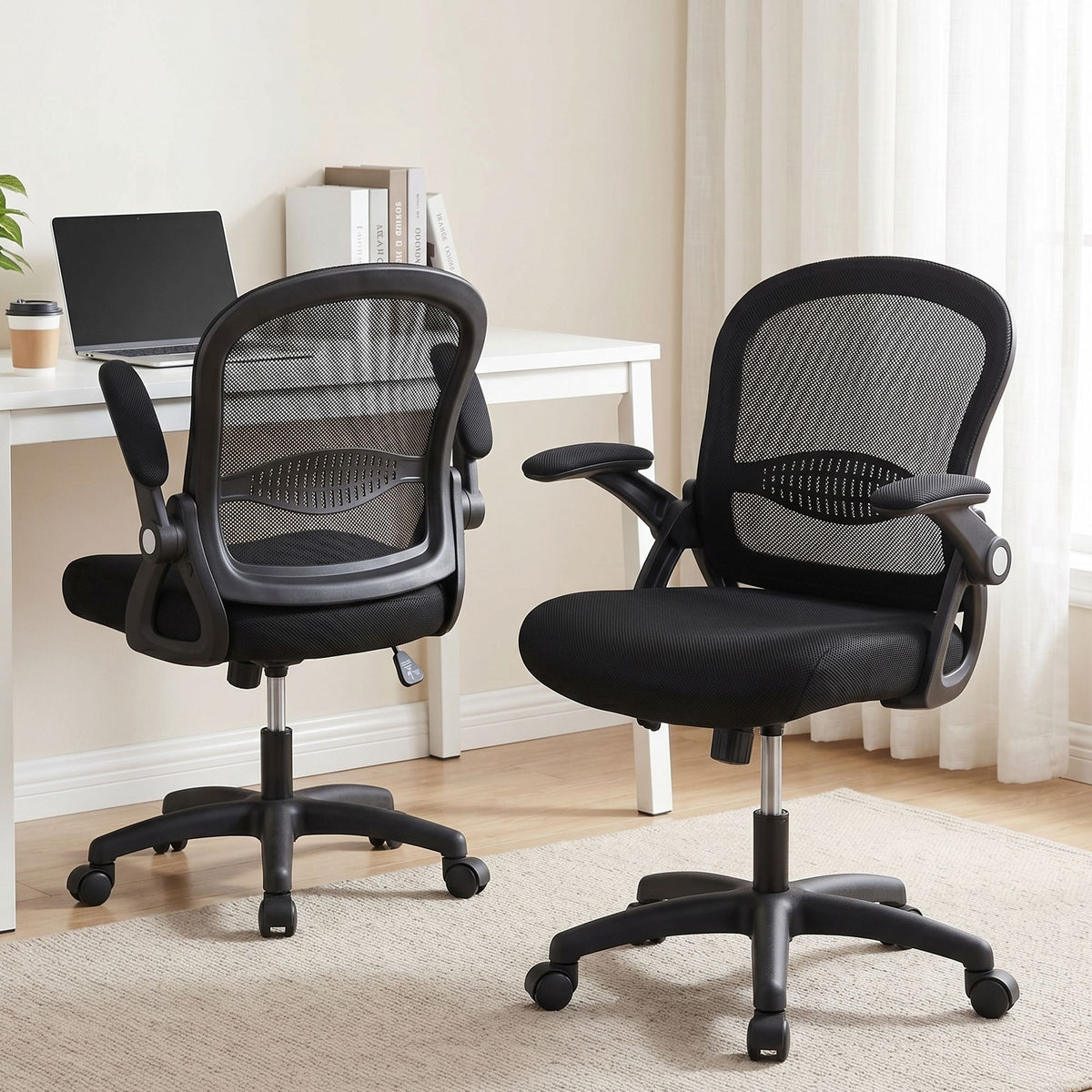 Artiss Mesh Office Chair Black Mid Back Computer Desk Chair