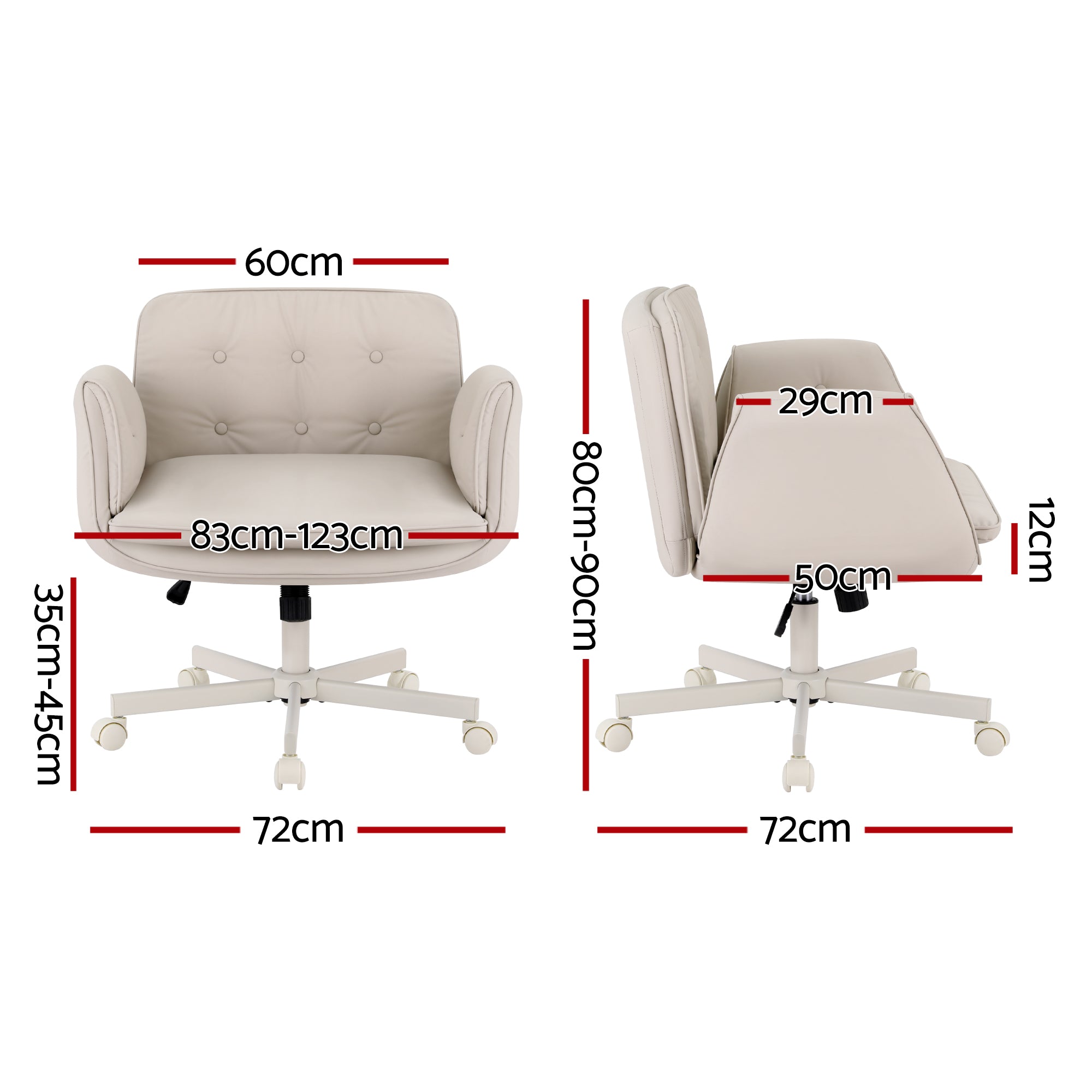 Artiss Criss Cross Chair with Wheels & Adjustable Armrests, Ergonomic Cross Legged Office Desk Chair PU Leather Vanity Chair Swivel for Home, Make Up, Bedroom, Computer, Beige