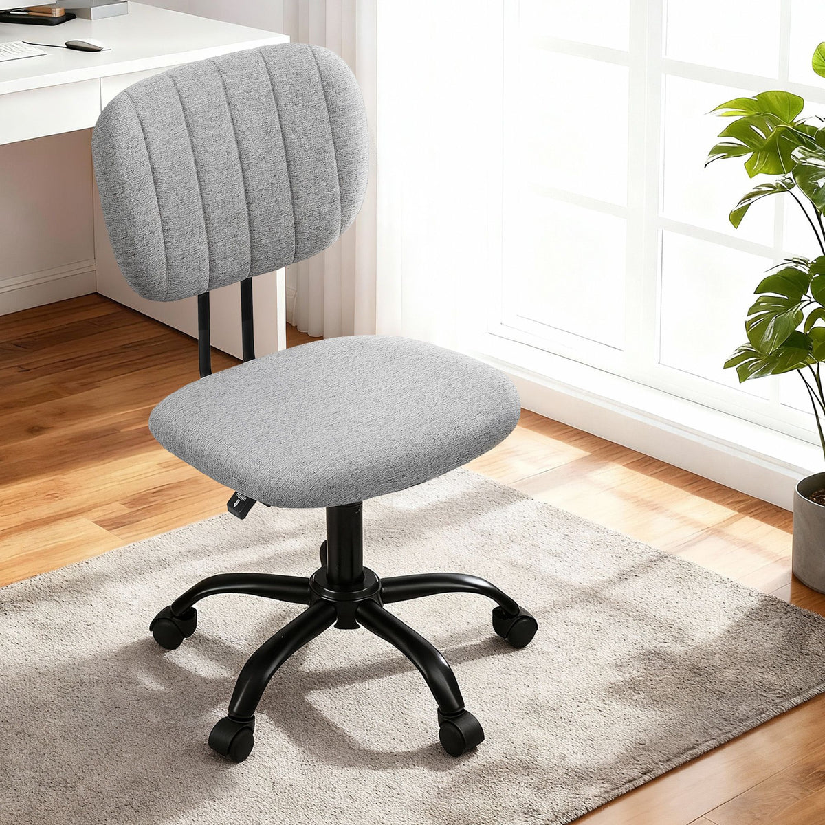 Artiss Armless Ergonomic Office Chair with Wheels, Grey