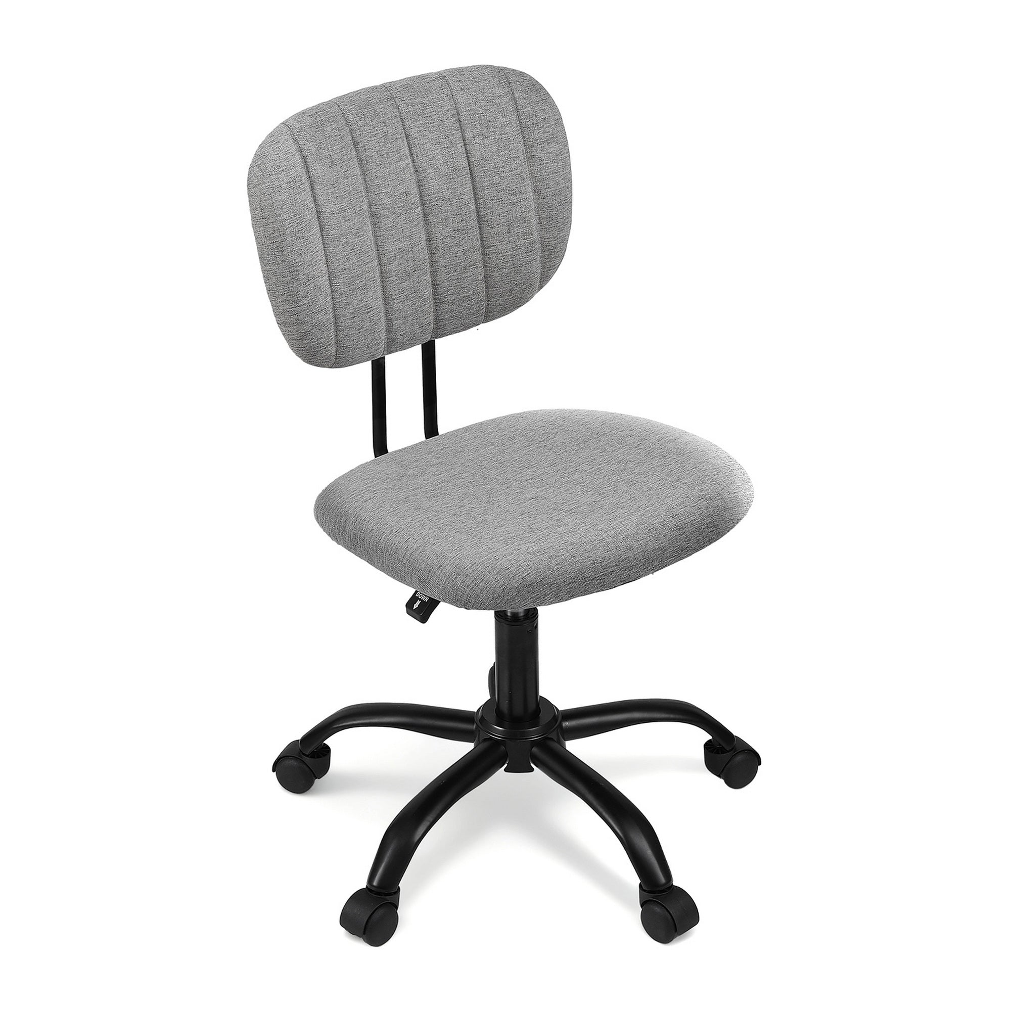 Artiss Armless Office Chair with Wheels, Ergonomic 360° Swivel Home Office Desk Chair, Height Adjustable Computer Task Chair with Fabric Back and Seat for Small Space, Grey