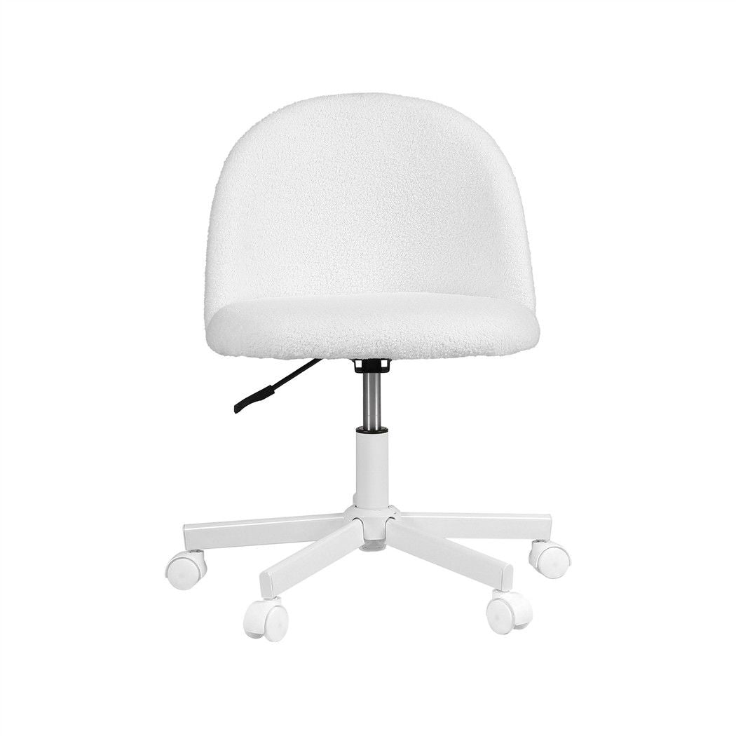 Artiss Armless Office Chair with Wheels Teddy Fleece White