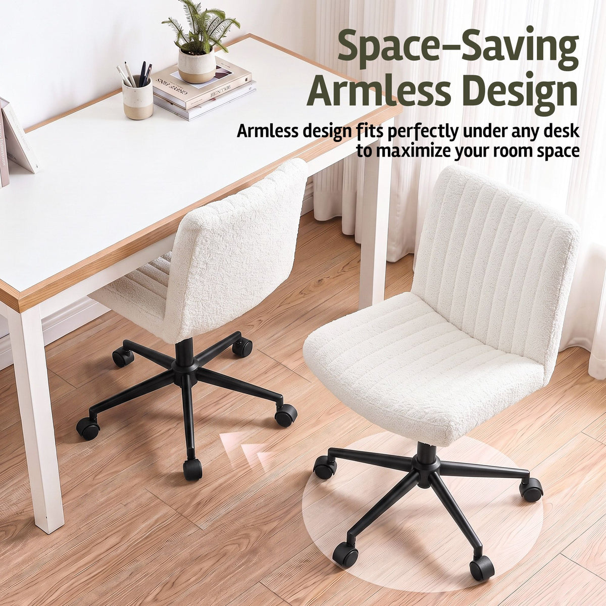 Artiss Armless Cross Legged Office Chair Teddy Fleece Beige