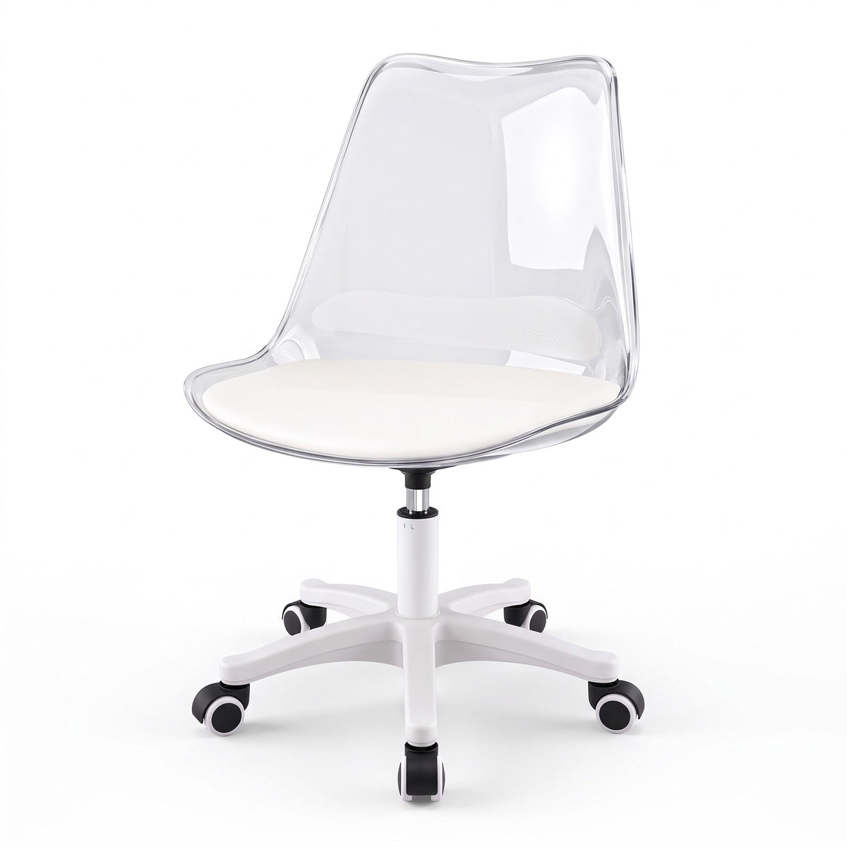 Artiss Clear Acrylic Armless Office Chair Vanity Desk White