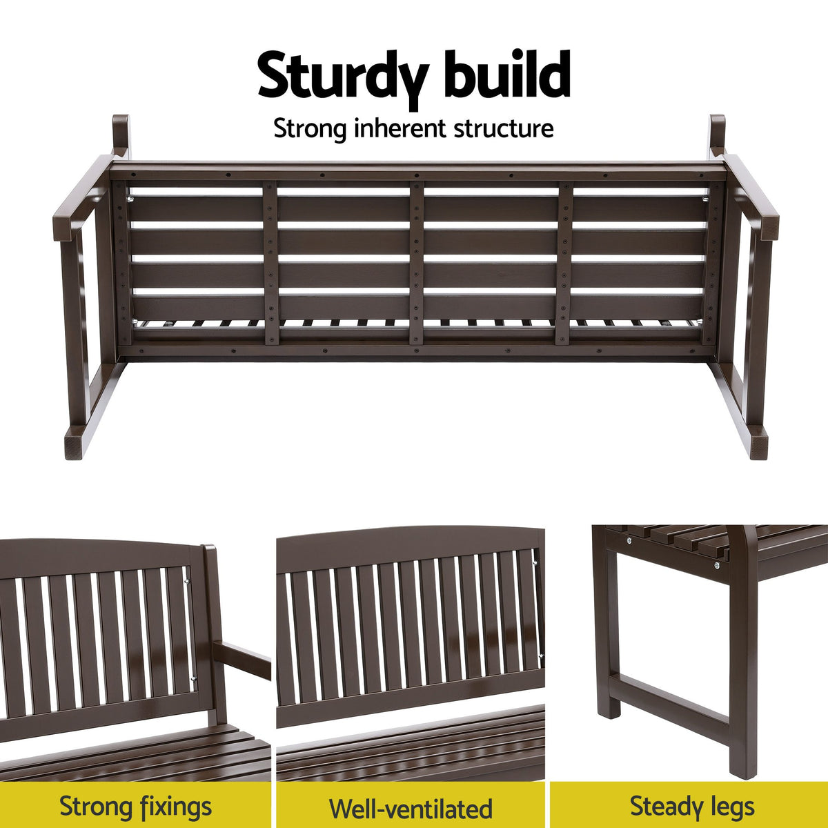 Gardeon 2 Seater Wooden Outdoor Garden Bench Brown