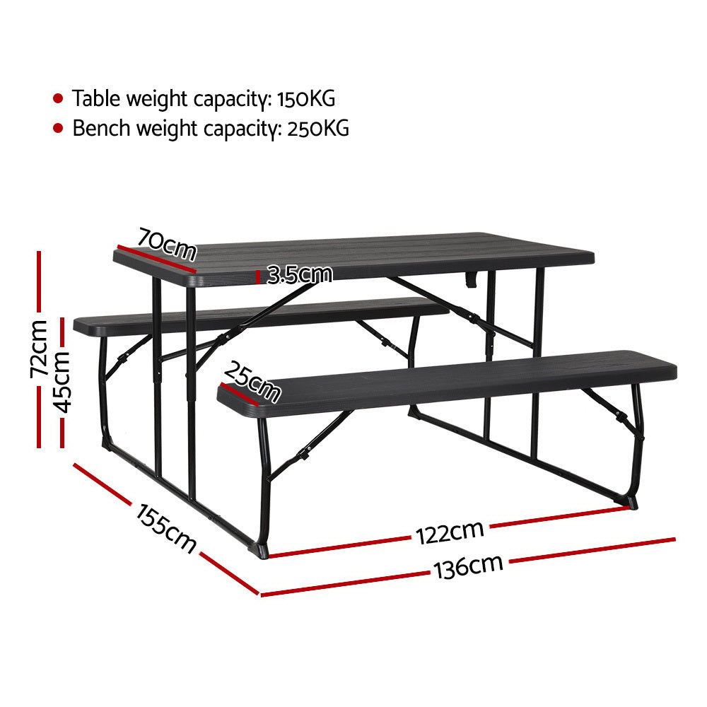 Gardeon 3-Piece Outdoor Dining Set HDPE Black