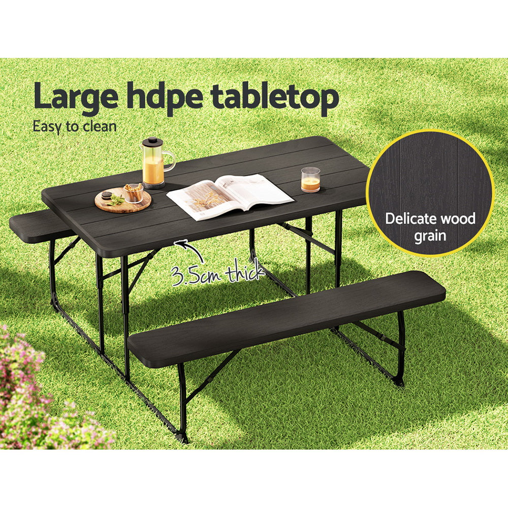 Gardeon 3-Piece Outdoor Dining Set HDPE Black