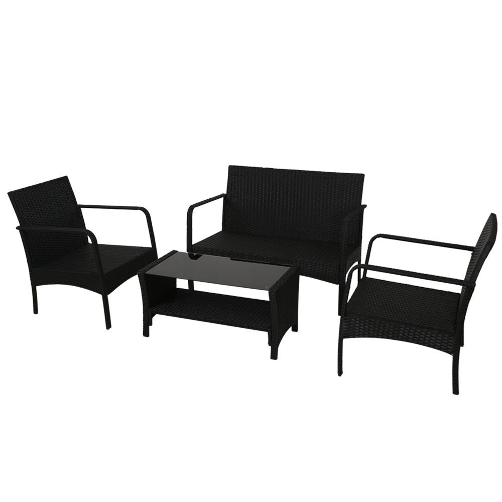 Gardeon 4-Piece Rattan Outdoor Sofa Set with Table and Chairs