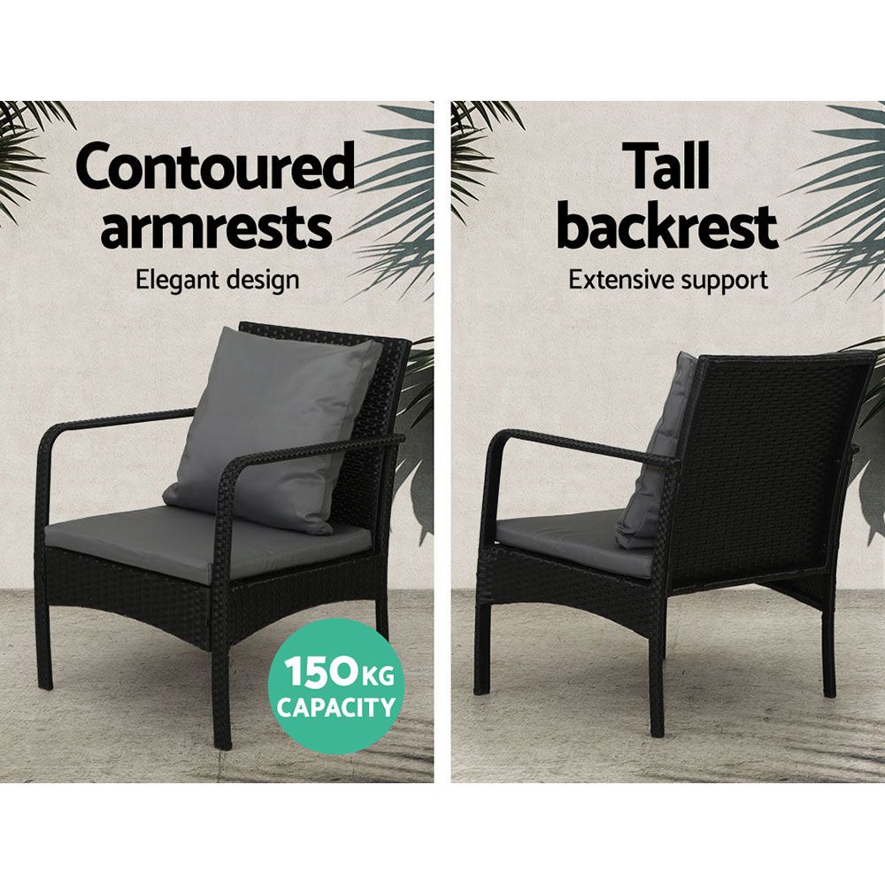 Gardeon 4-Piece Rattan Outdoor Sofa Set with Table and Chairs