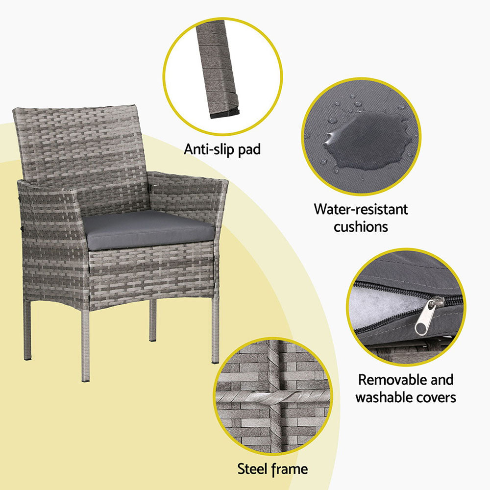 Gardeon 4-Seater Wicker Outdoor Sofa Set Grey