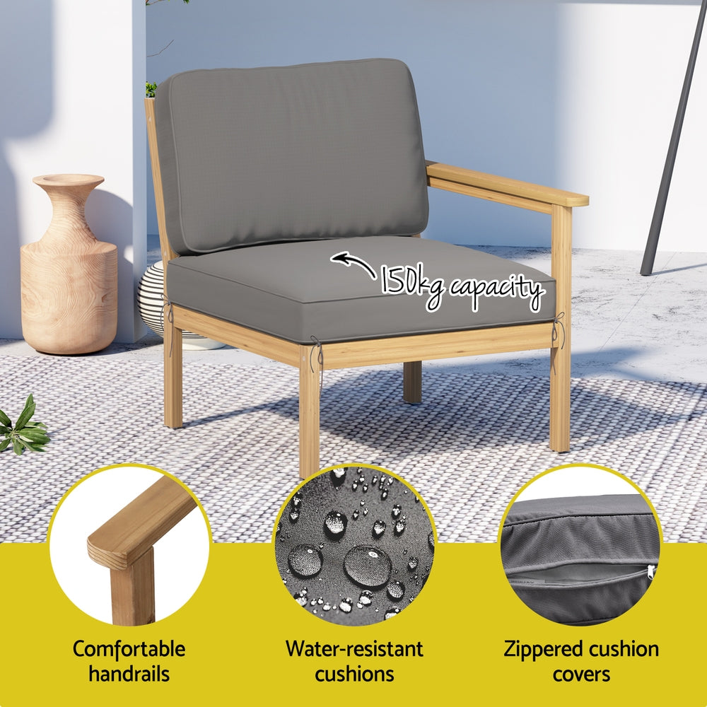 Gardeon 5-Seater Outdoor Sofa Set Wooden Lounge Oak Grey