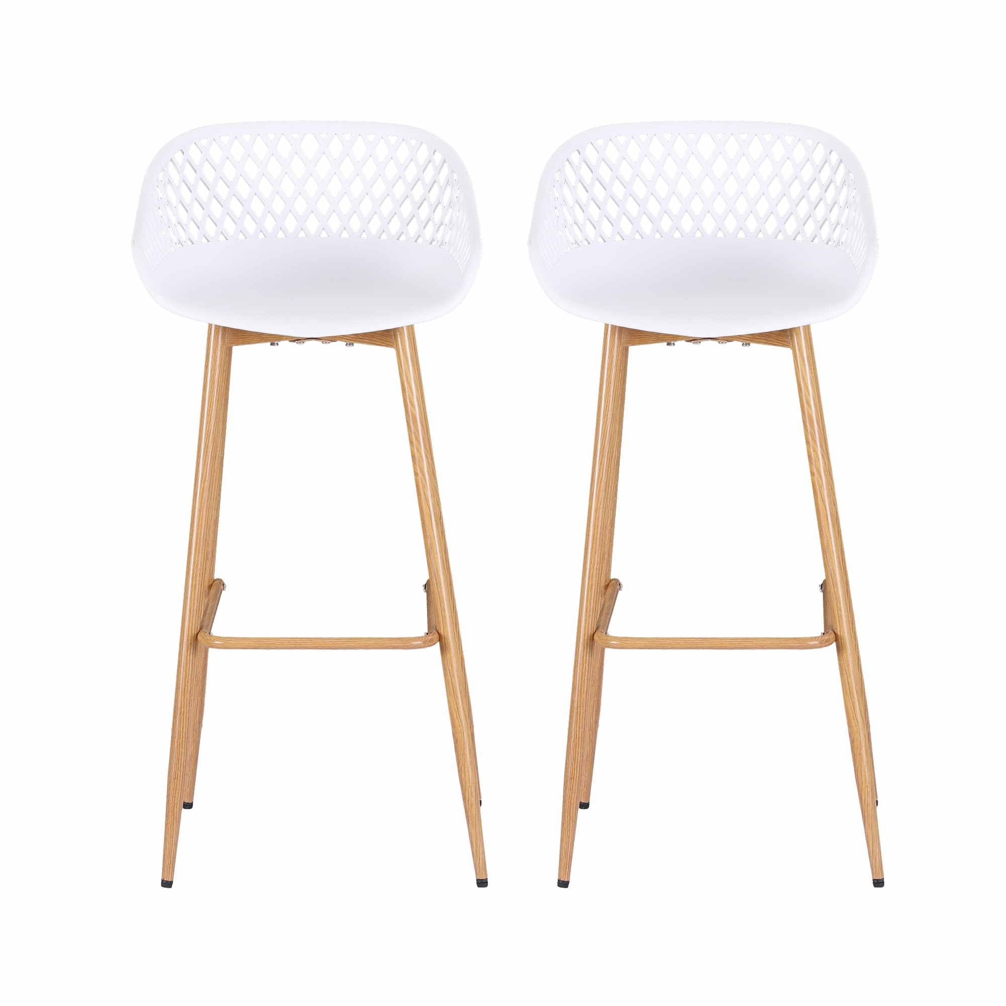 Gardeon 2PC Outdoor Bar Stools Plastic Metal Dining Chair Patio Furniture White