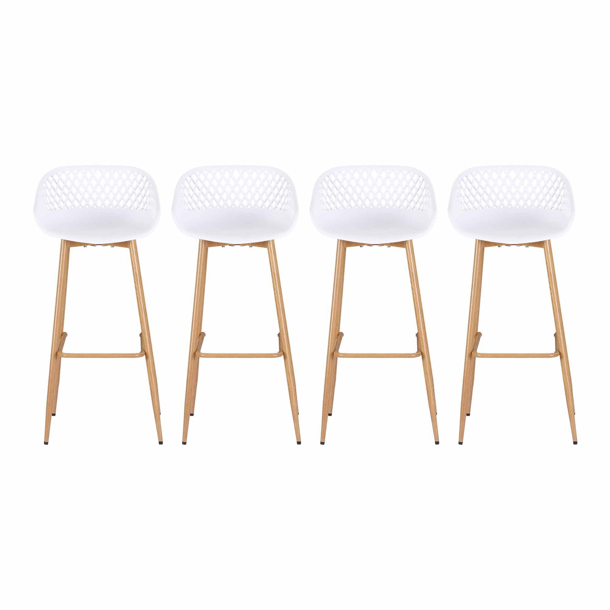 Gardeon 4-Piece Outdoor Bar Stools Plastic Metal Dining Chair Balcony White