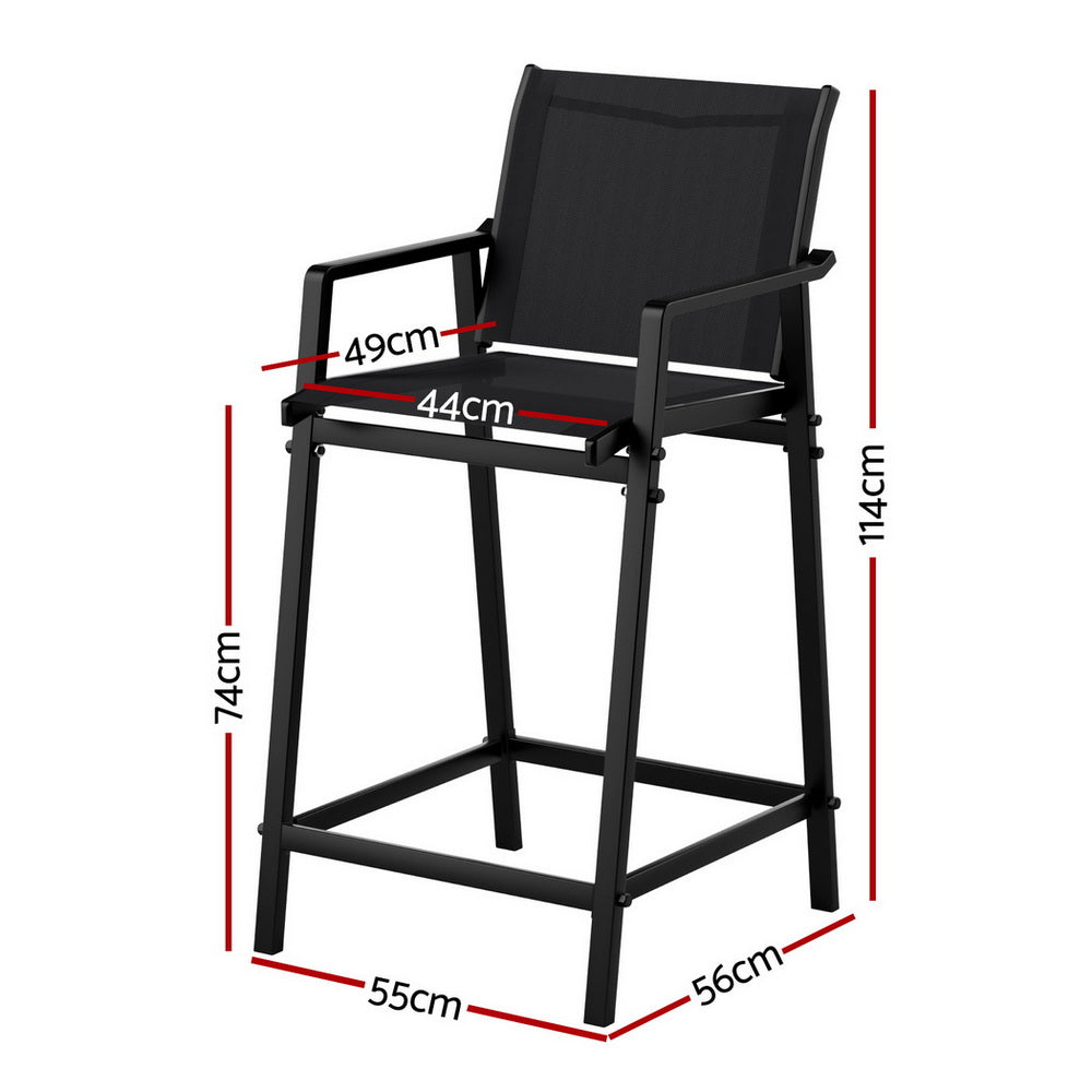 Gardeon Outdoor Bar Stools Steel Dining Chairs Black