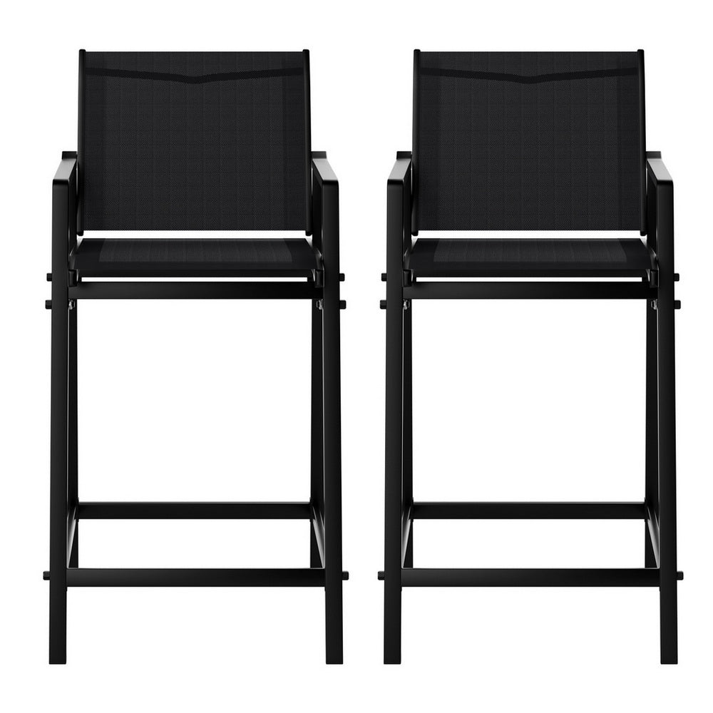 Gardeon Outdoor Bar Stools Steel Dining Chairs Black