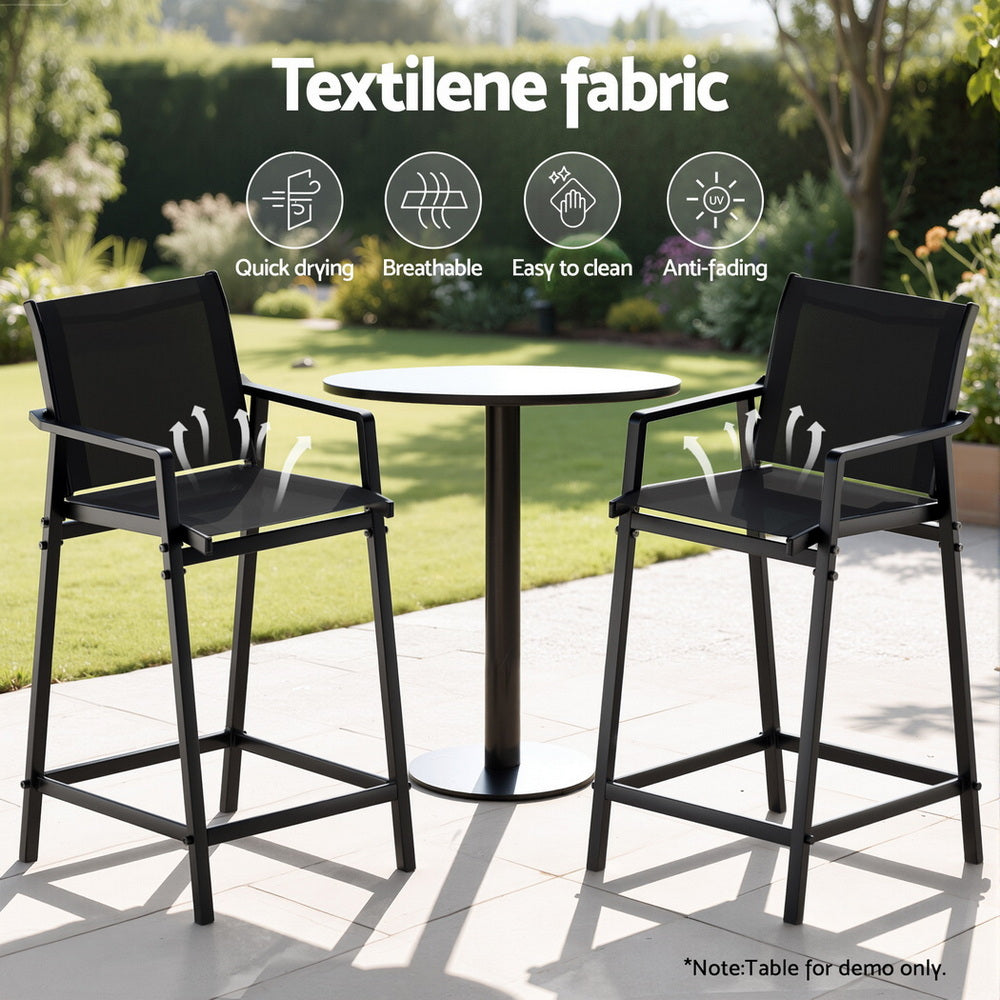 Gardeon Outdoor Bar Stools Steel Dining Chairs Black
