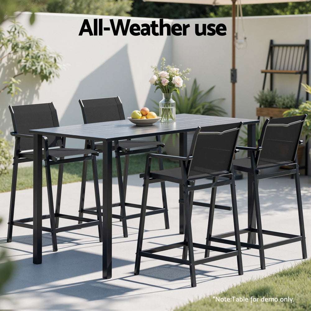 Gardeon Outdoor Bar Stools Steel Dining Chairs Black