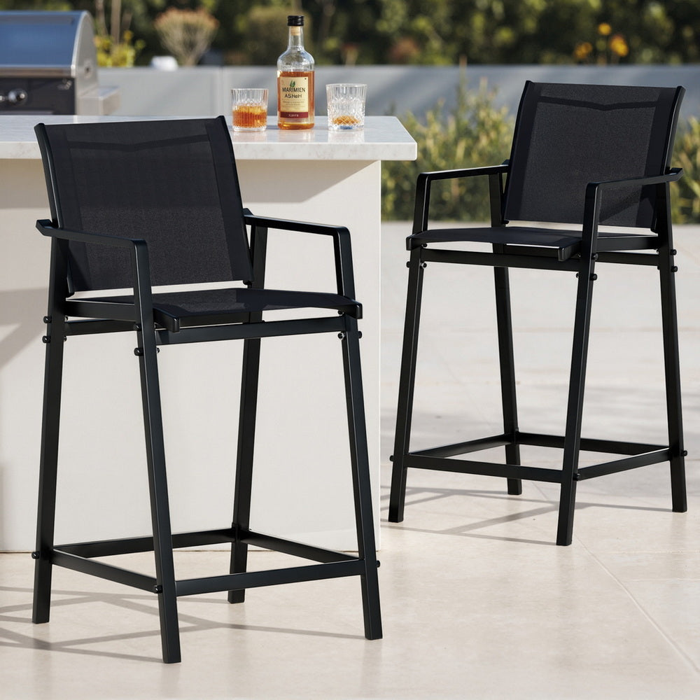 Gardeon Outdoor Bar Stools Steel Dining Chairs Black