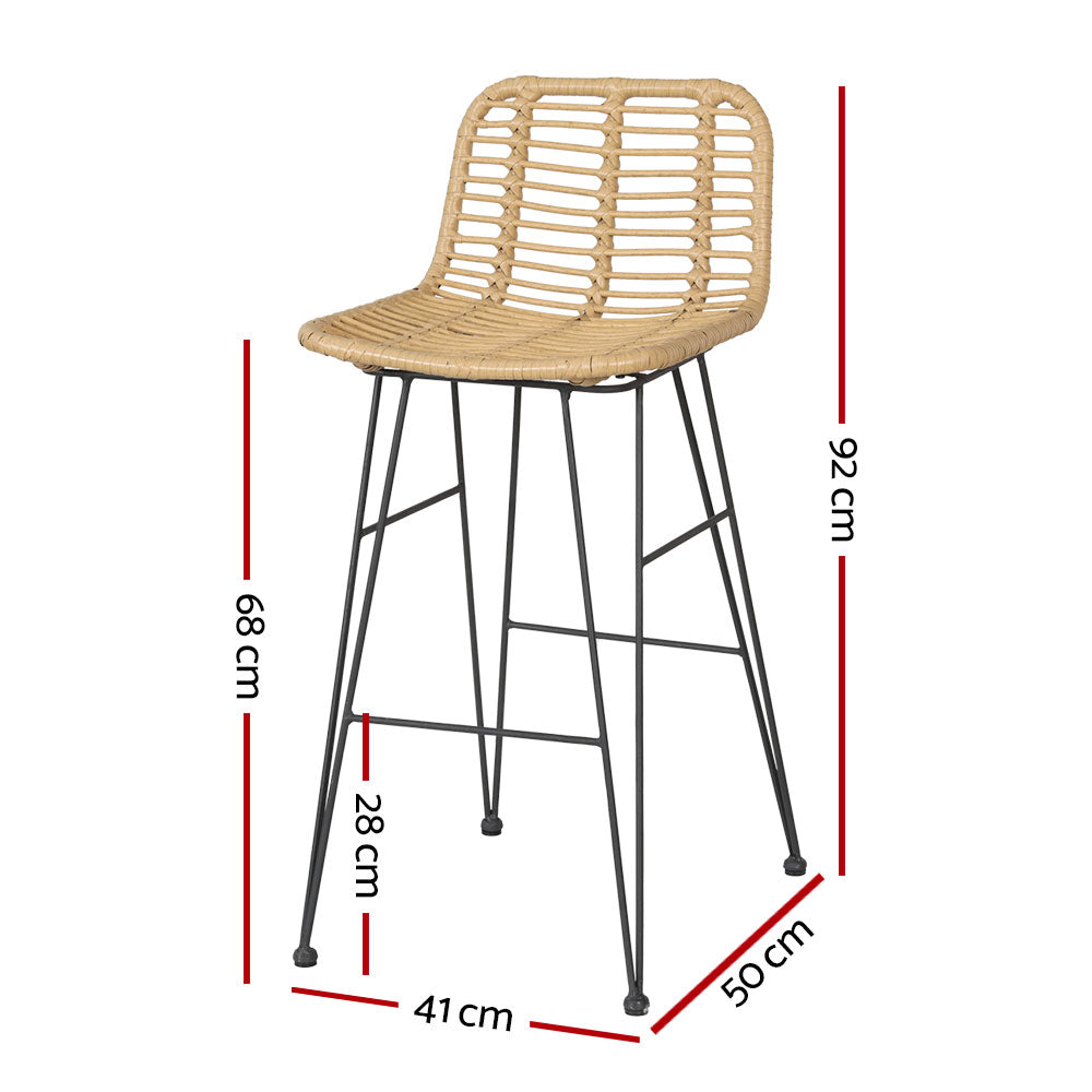 Gardeon Outdoor Bar Stools Rattan Nature Set of 2