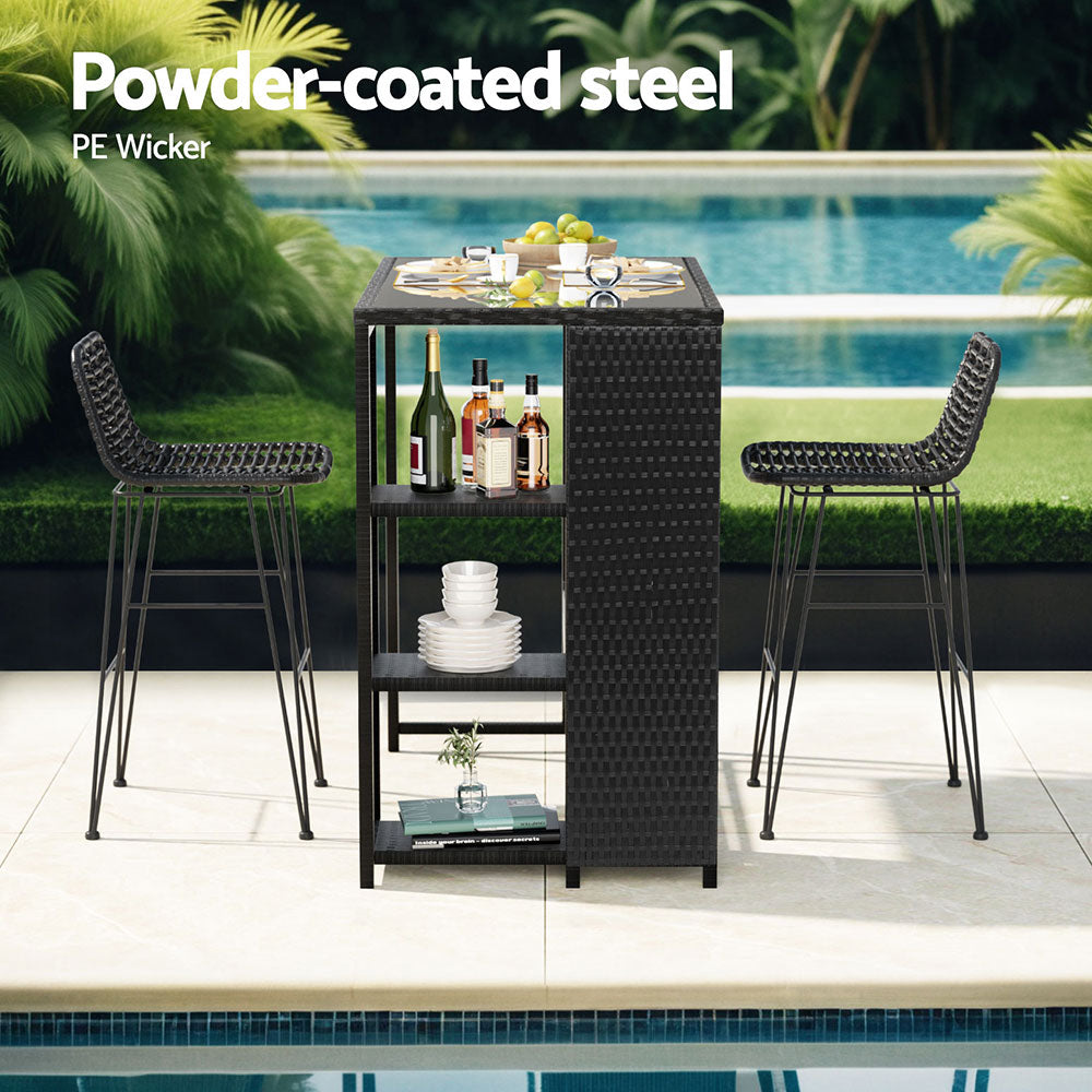 Gardeon Outdoor Bar Set Wicker Table and Bar Chairs
