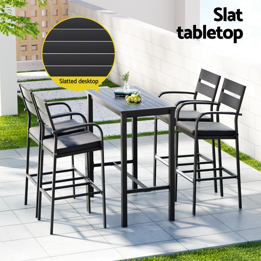 Gardeon 5-Piece Outdoor Bar Set Aluminium Dark Grey