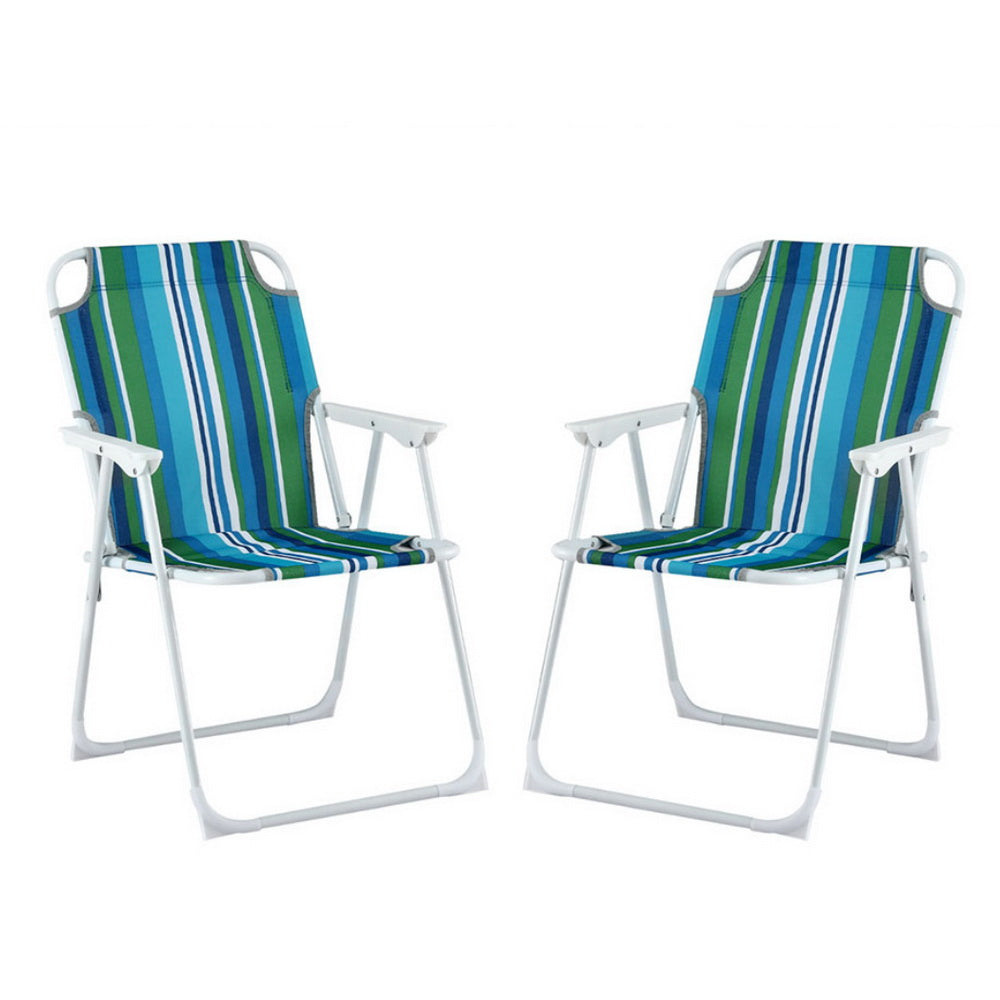 Gardeon Folding Camping Chairs Steel Blue/White