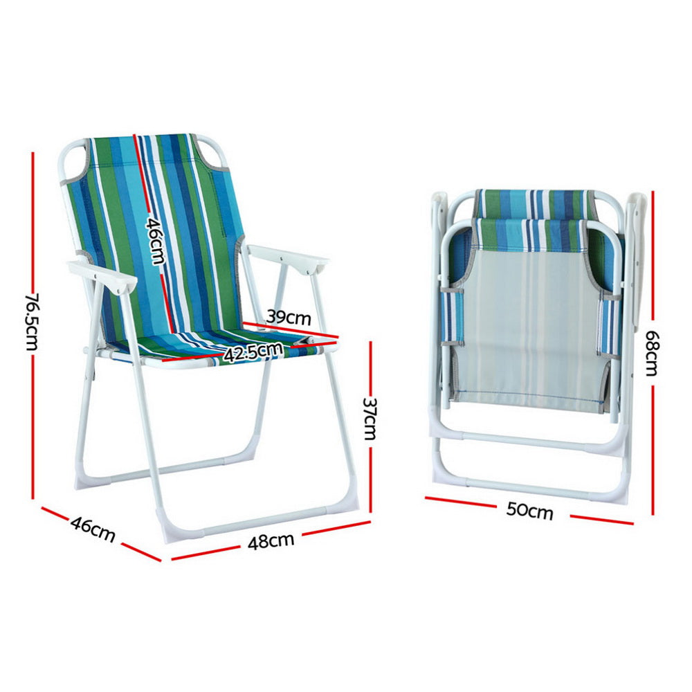 Gardeon Folding Camping Chairs Steel Blue/White