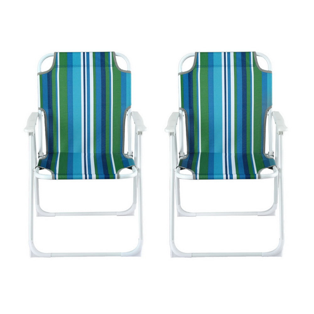 Gardeon Folding Camping Chairs Steel Blue/White