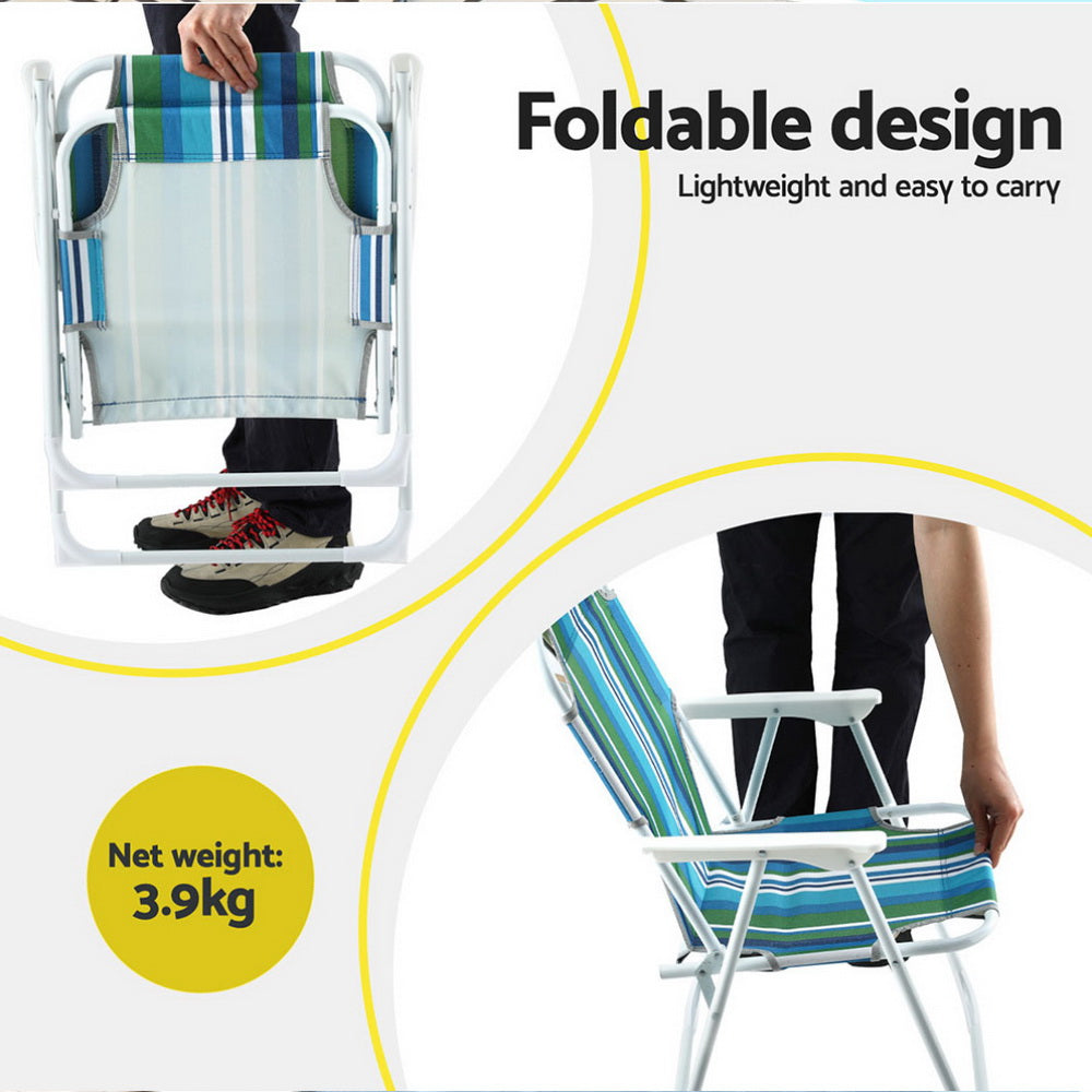 Gardeon Folding Camping Chairs Steel Blue/White