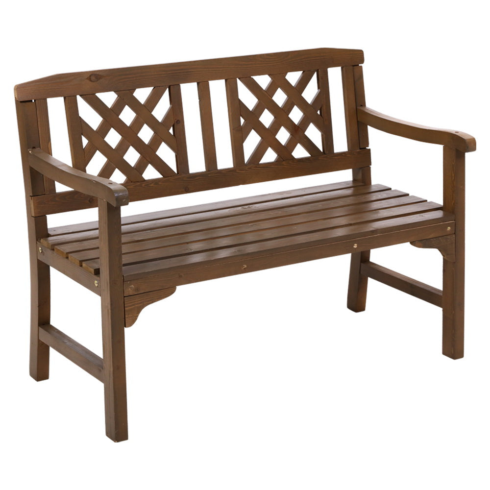 Handcrafted Fir Wood 2-Seat Outdoor Garden Bench - Gardeon