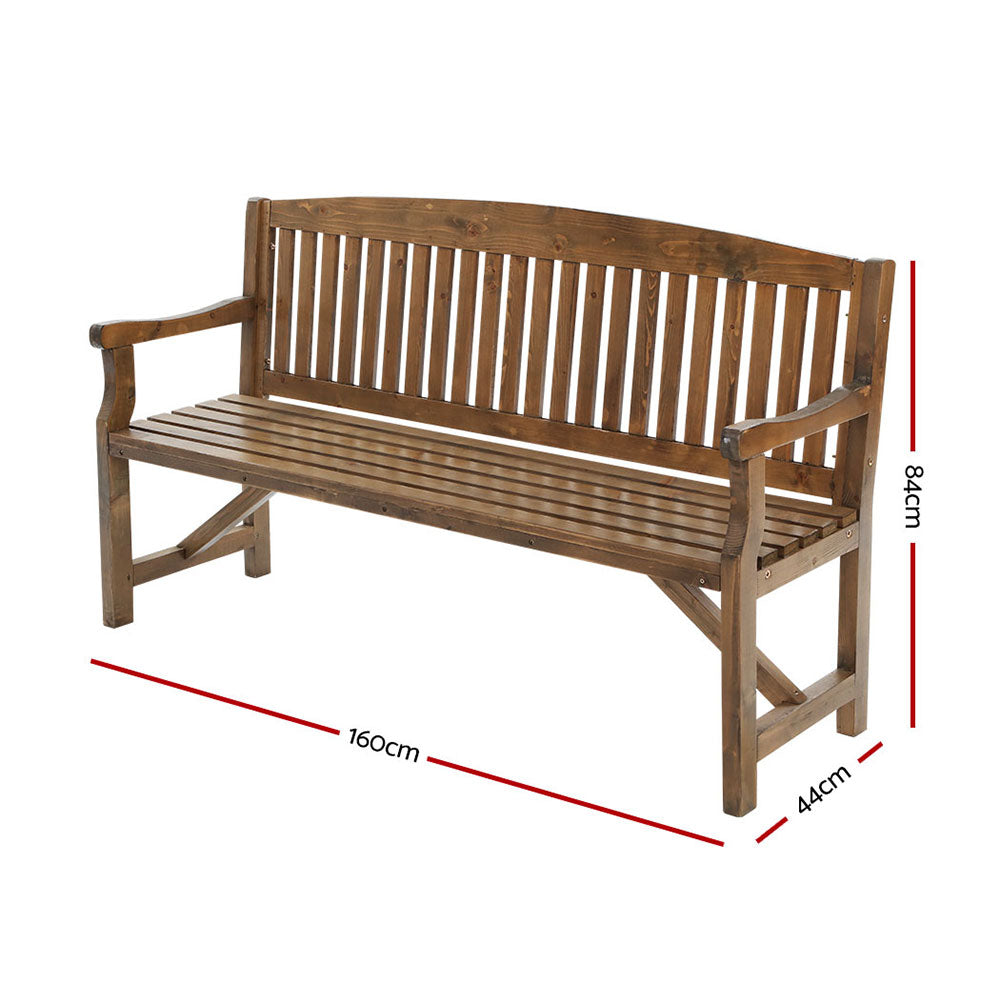 Gardeon 5FT Wooden Garden Bench 3-Seater Natural