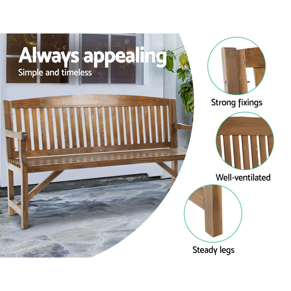 Gardeon 5FT Wooden Garden Bench 3-Seater Natural
