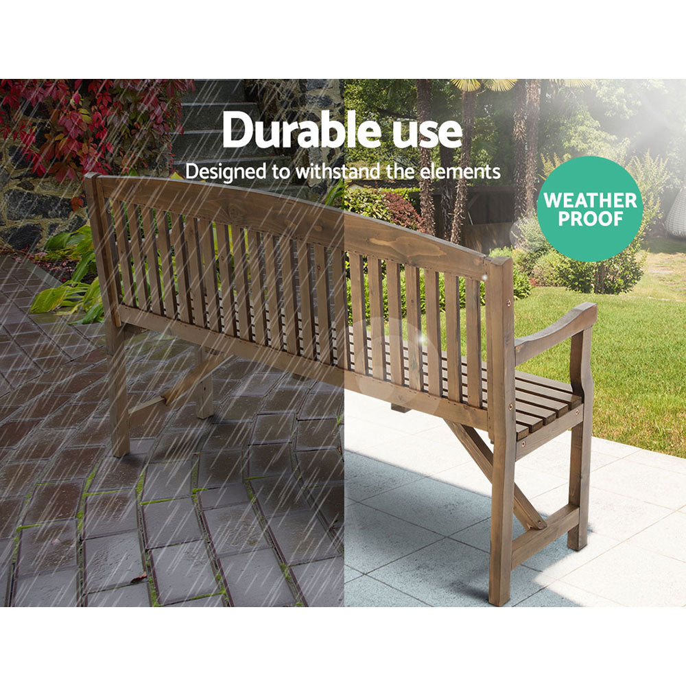 Gardeon 5FT Wooden Garden Bench 3-Seater Natural