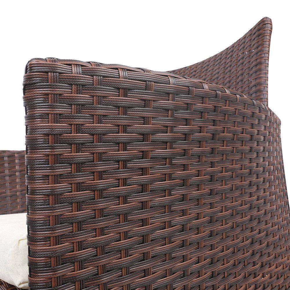 Gardeon 3PC Outdoor Wicker Bistro Set Chairs and Table Brown