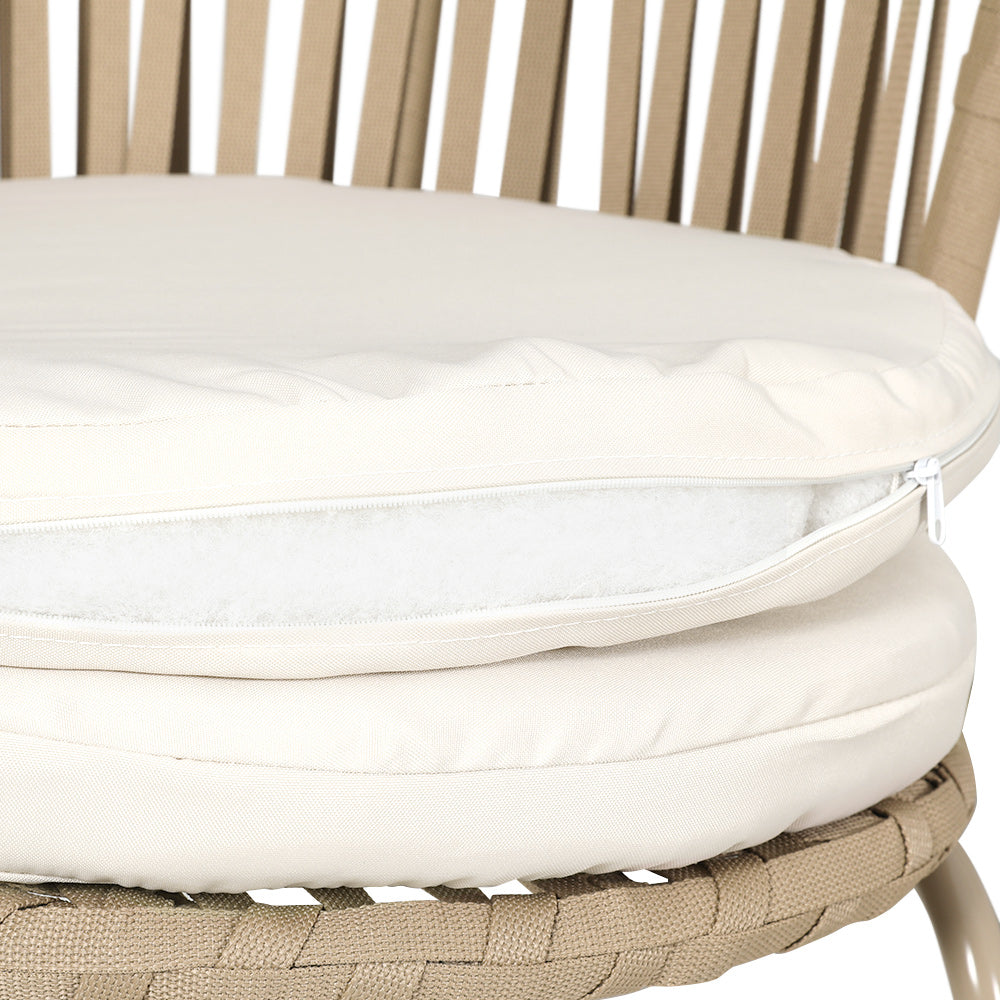 Gardeon 3PC Outdoor Bistro Set Rope Chairs Table Beige