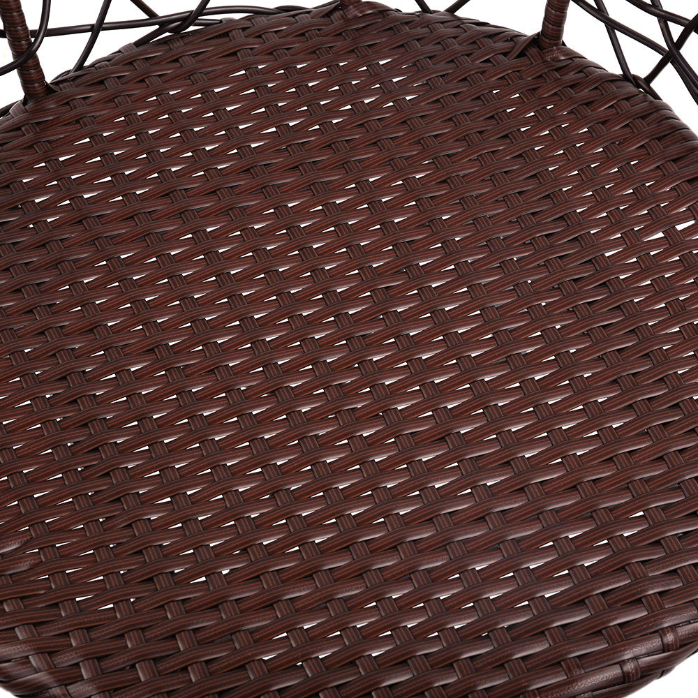 Gardeon 3PC Outdoor Bistro Set Rattan Table Chairs Brown
