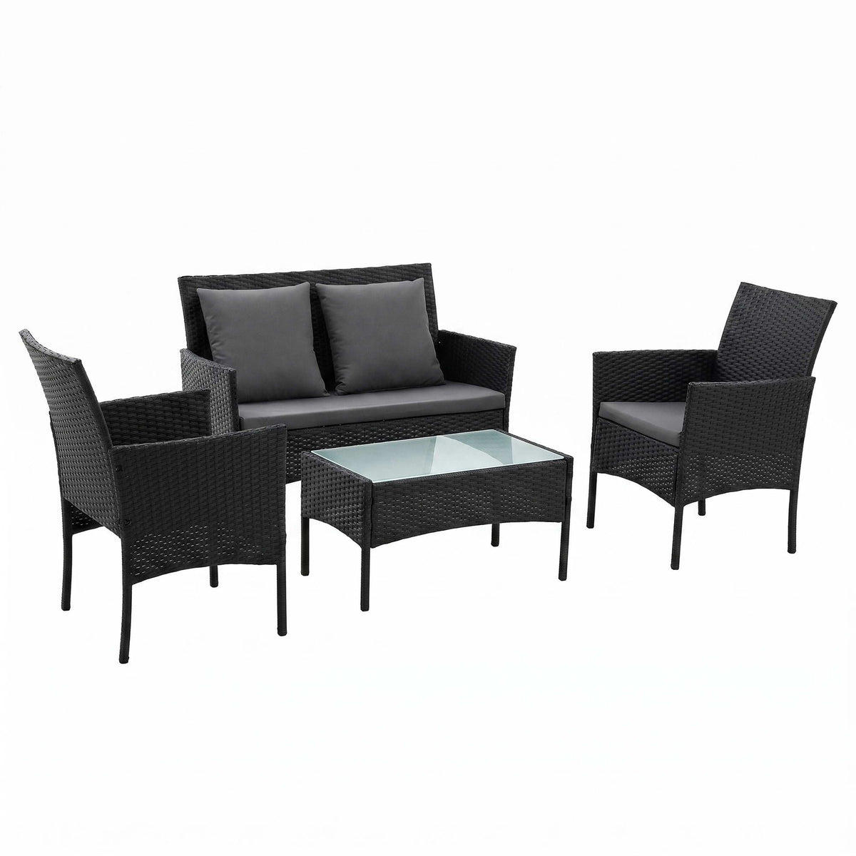 Gardeon 4-Piece Rattan Outdoor Sofa Set Black