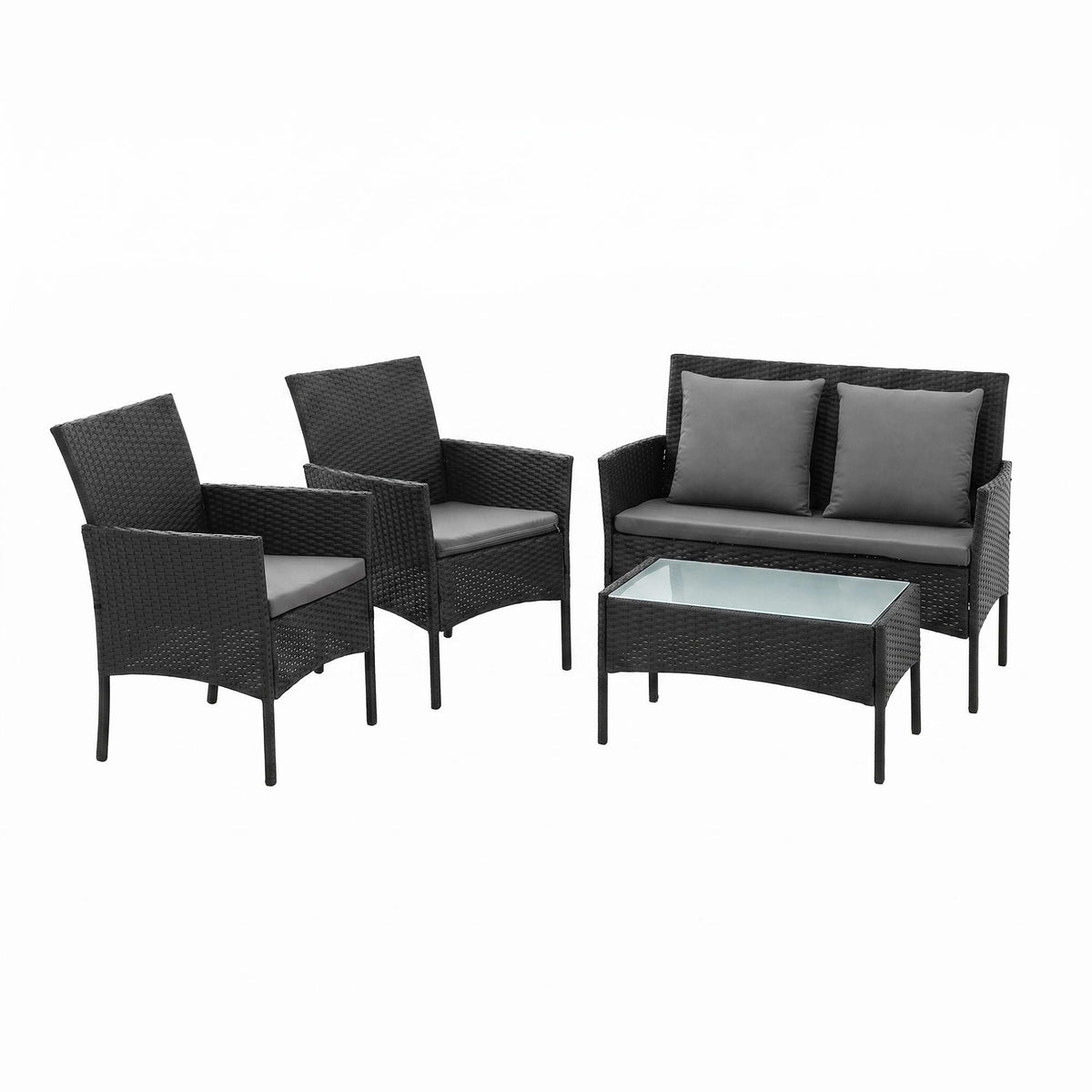 Gardeon 4-Piece Rattan Outdoor Sofa Set Black