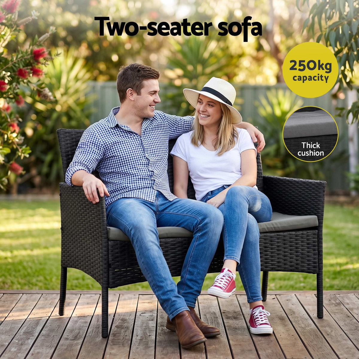 Gardeon 4-Piece Rattan Outdoor Sofa Set Black