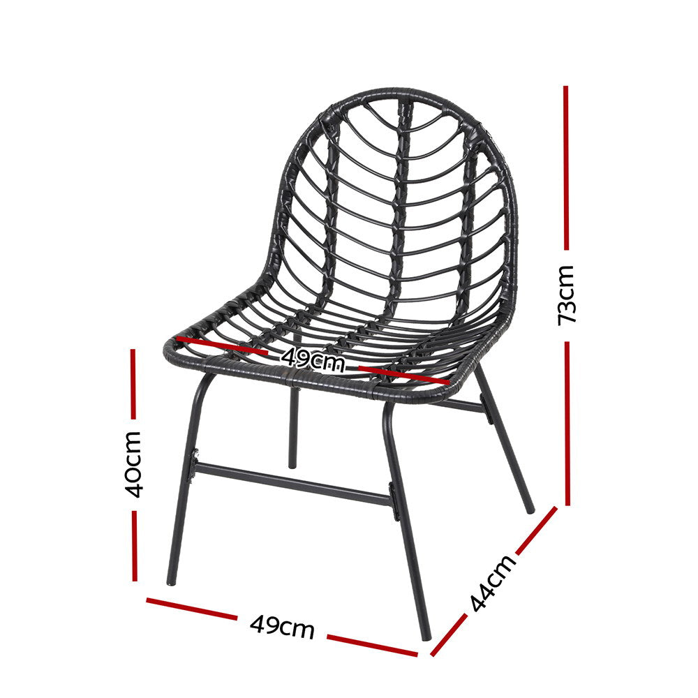 Gardeon Outdoor Dining Chairs Wicker Patio Furniture Black