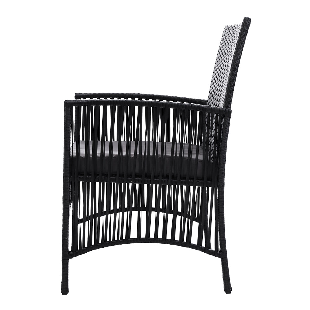 Lyra 2PC Outdoor Dining Chairs Wicker Black