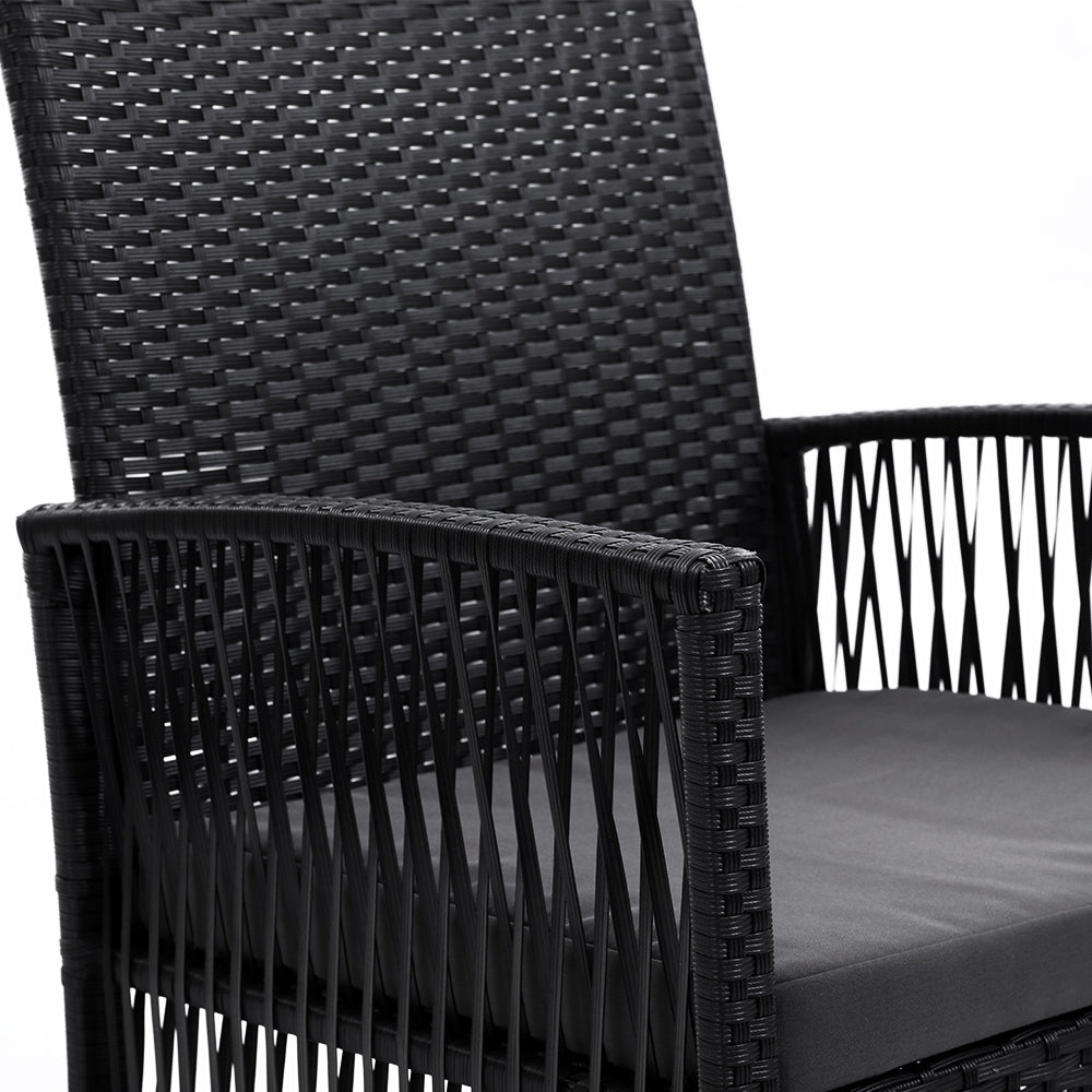 Lyra 2PC Outdoor Dining Chairs Wicker Black