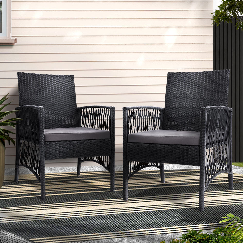 Lyra 2 Piece Outdoor Dining Chair Wicker Patio Lounge Chair