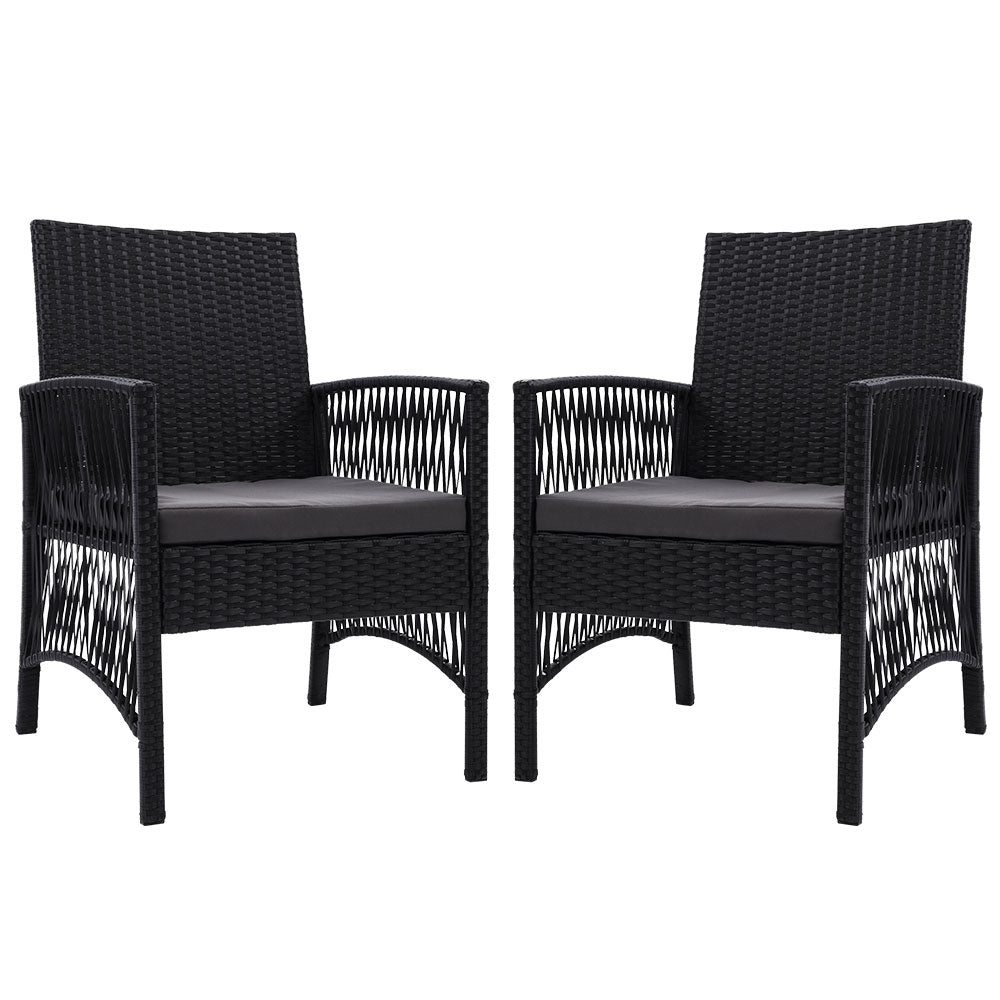 Lyra 2 Piece Outdoor Dining Chair Wicker Patio Lounge Chair
