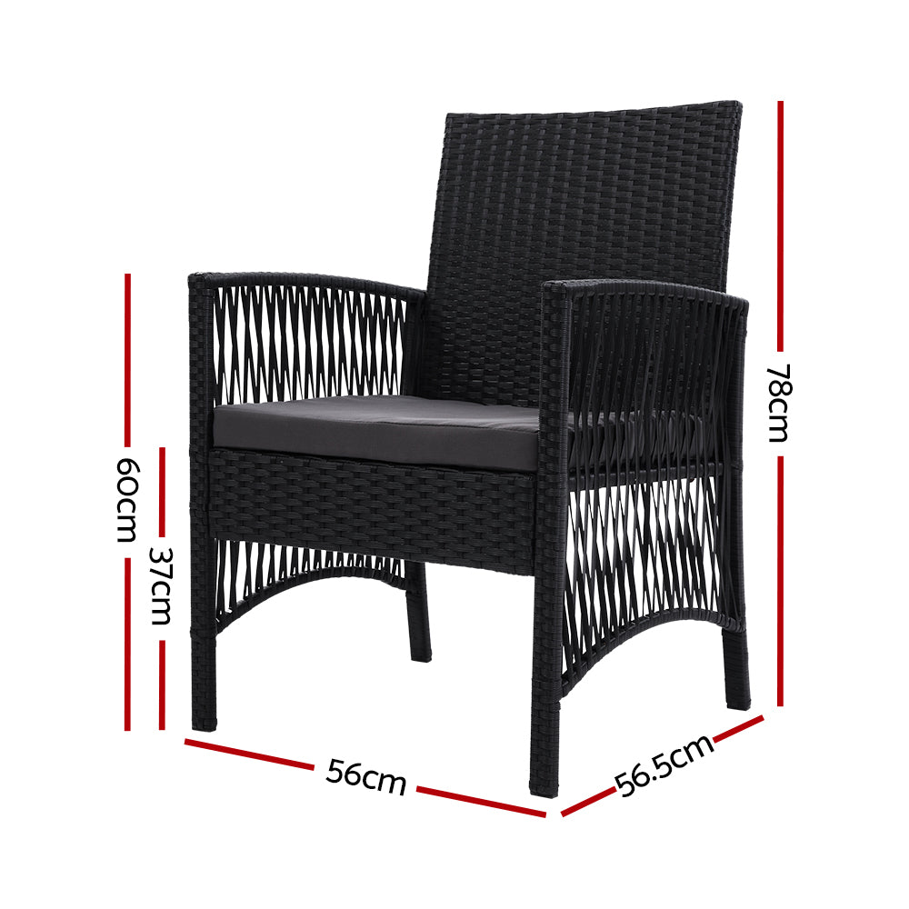 Lyra 2 Piece Outdoor Dining Chair Wicker Patio Lounge Chair