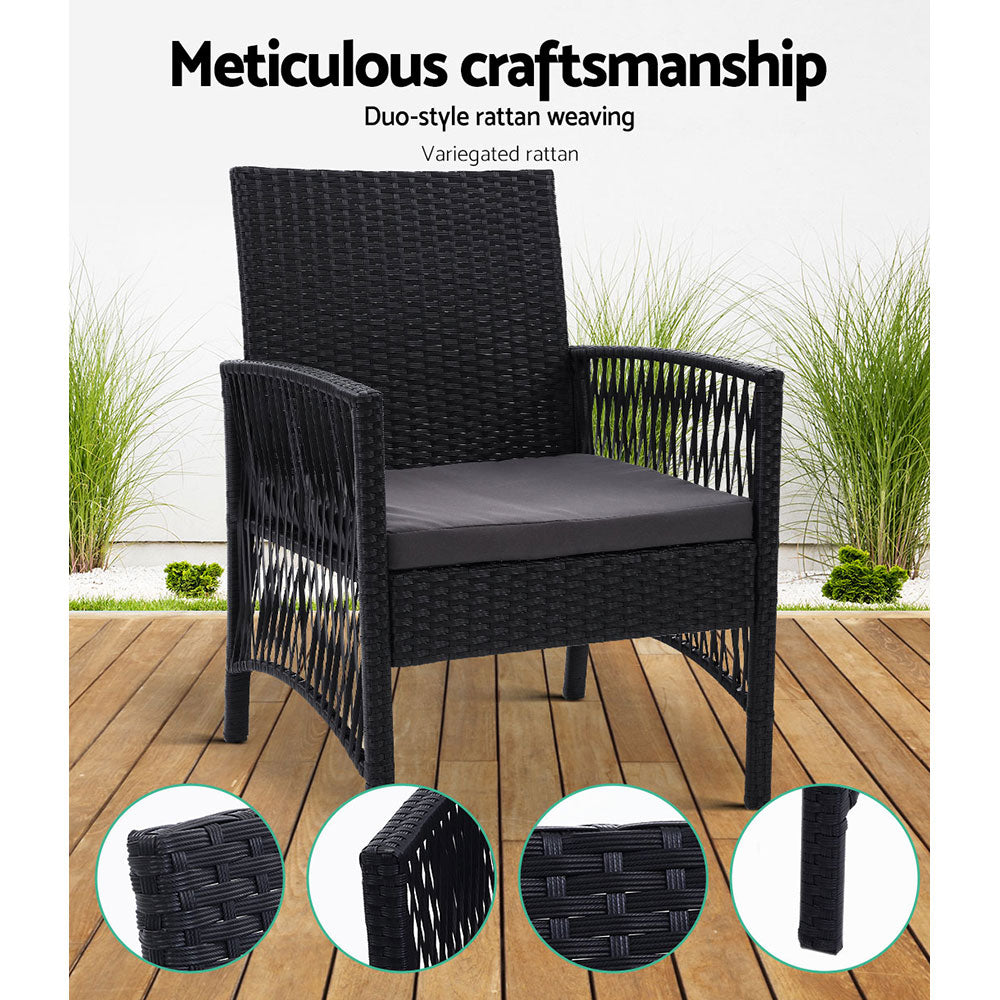 Lyra 2 Piece Outdoor Dining Chair Wicker Patio Lounge Chair